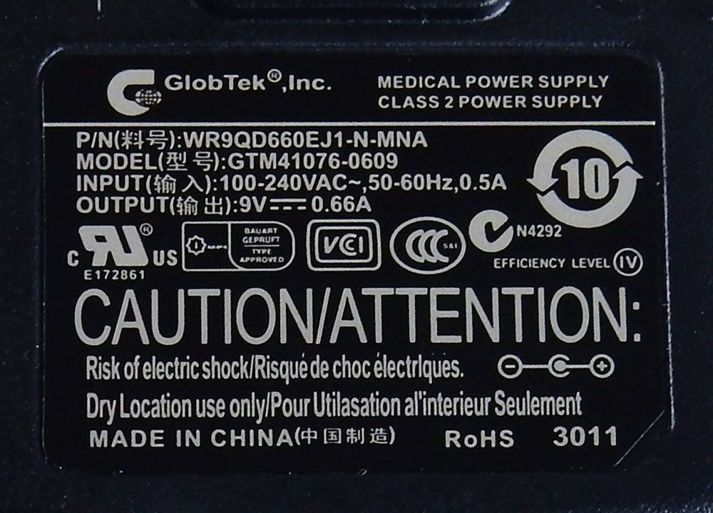9VDC 0.66A POWER SUPPLY 9VDC 0.66A POWER SUPPLY