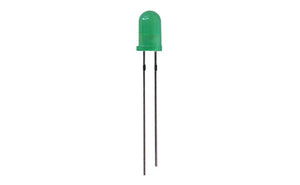12V GREEN DIFFUSED LED, 5MM (T 1 3/4)