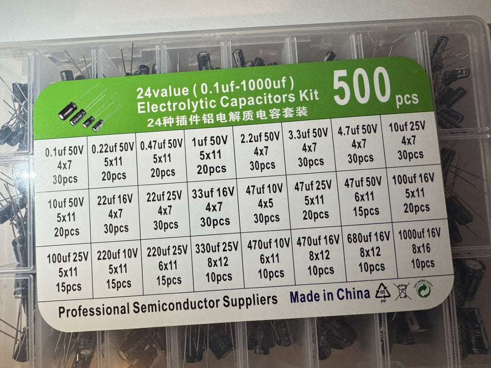500-Piece Electrolytic Capacitor Kit