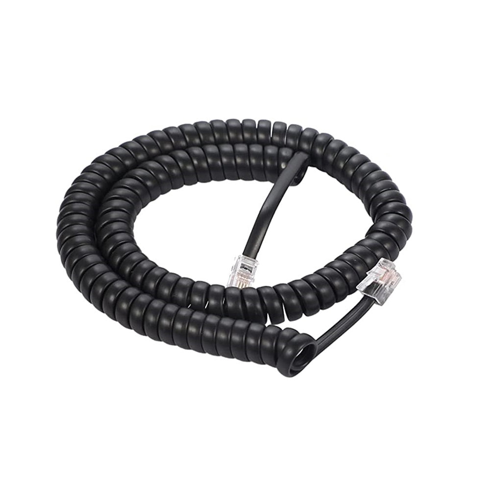 12' COILED HANDSET CORD, RJ22(4P4C) BLACK