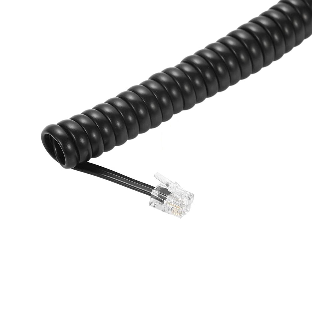 12' COILED HANDSET CORD, RJ22(4P4C) BLACK