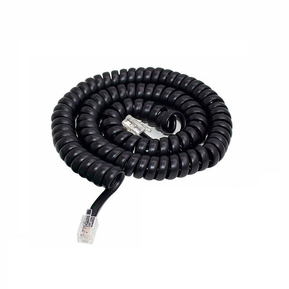 25' COILED HANDSET CORD, RJ22(4P4C) BLACK