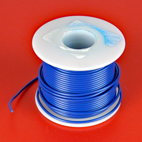 18 GA. BLUE HOOK-UP WIRE, STRANDED 100'