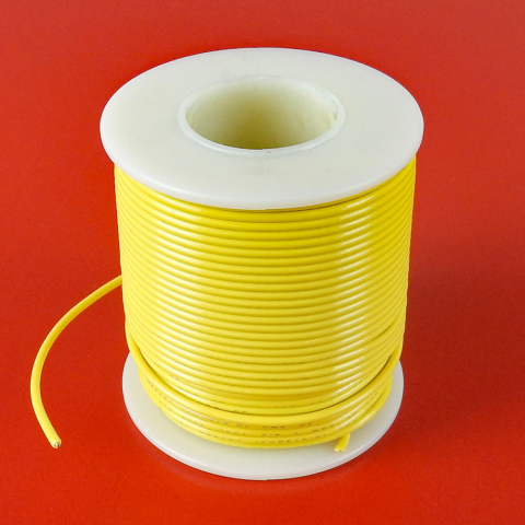 18 GA. YELLOW HOOK-UP WIRE, STRANDED 100'