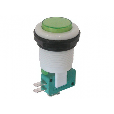 SPDT MOMENTARY PUSHBUTTON, GREEN BUTTON