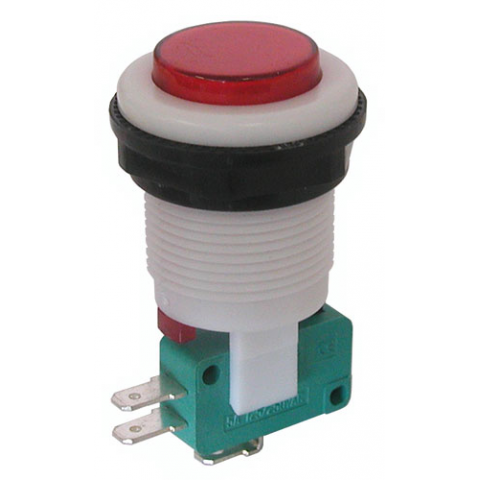 SPDT MOMENTARY PUSHBUTTON, RED BUTTON