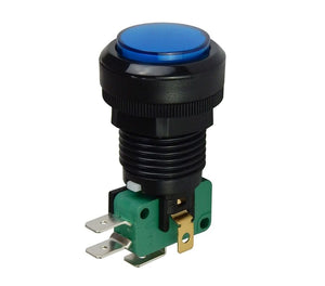 12V LIGHTED PUSHBUTTON, 1" BLUE LENS