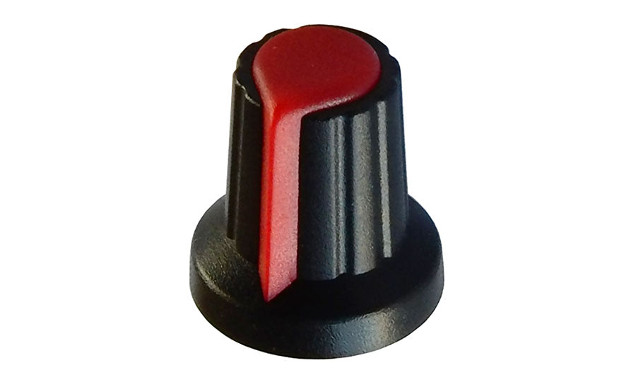 POINTER KNOB FOR 6MM KNURLED SHAFT, RED FACE