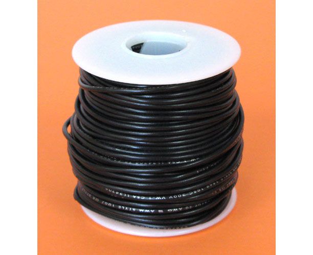 18 GA. BLACK HOOK-UP WIRE, STRANDED 100'