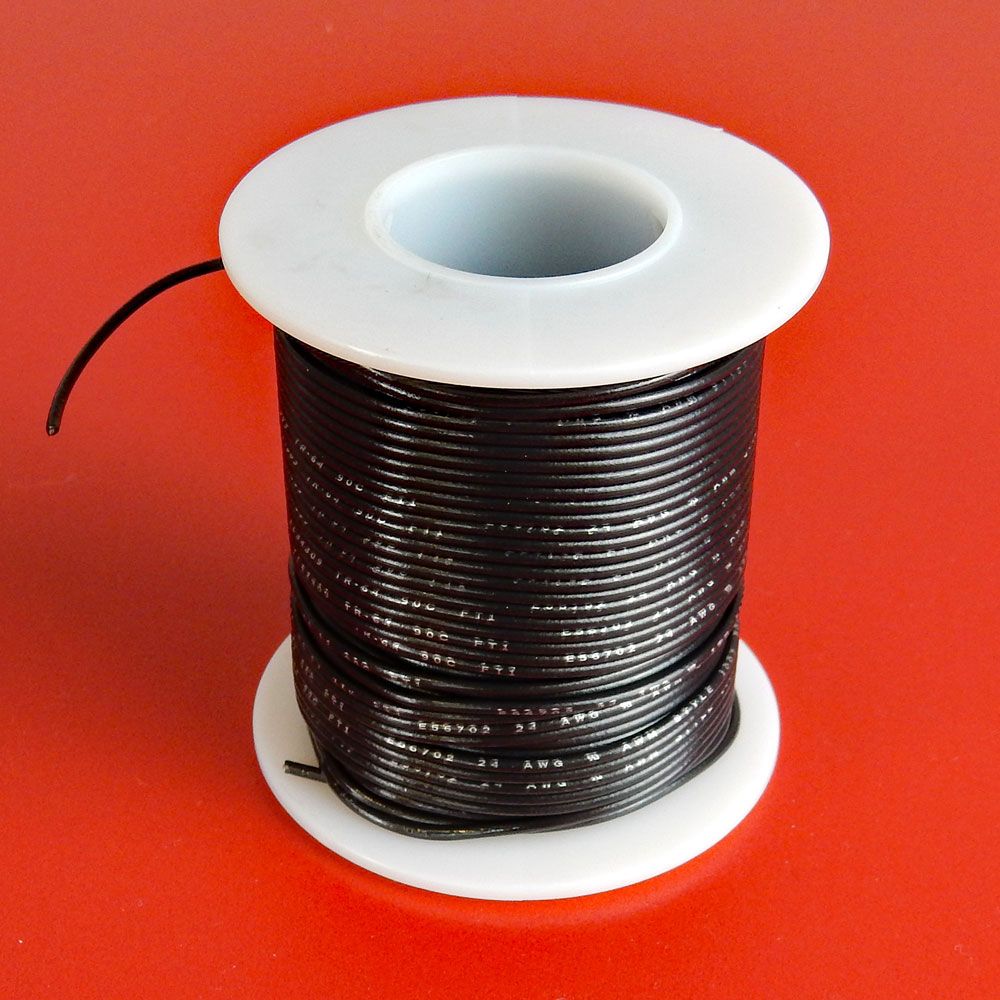 22 GA. BLACK HOOK-UP WIRE, STRANDED 100'