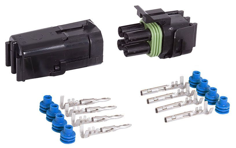 4-COND SQUARE WEATHER PACK CONNECTOR KIT, 10-12 GA